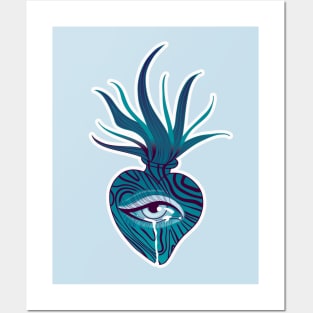 Blue Holy heart Posters and Art